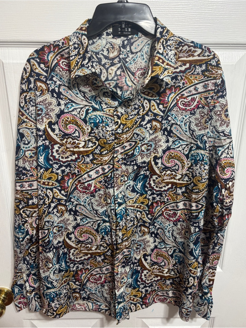 SSLR Men’s Paisley Button-Up Shirt — Multi-Color size L funky and fun!